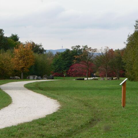 Gehweg durch die Parklandschaft.